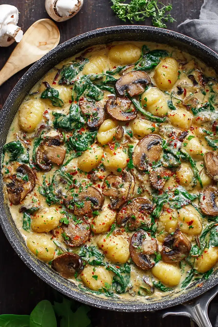 Easy One-Pan Creamy Spinach Mushroom Gnocchi - Image 2