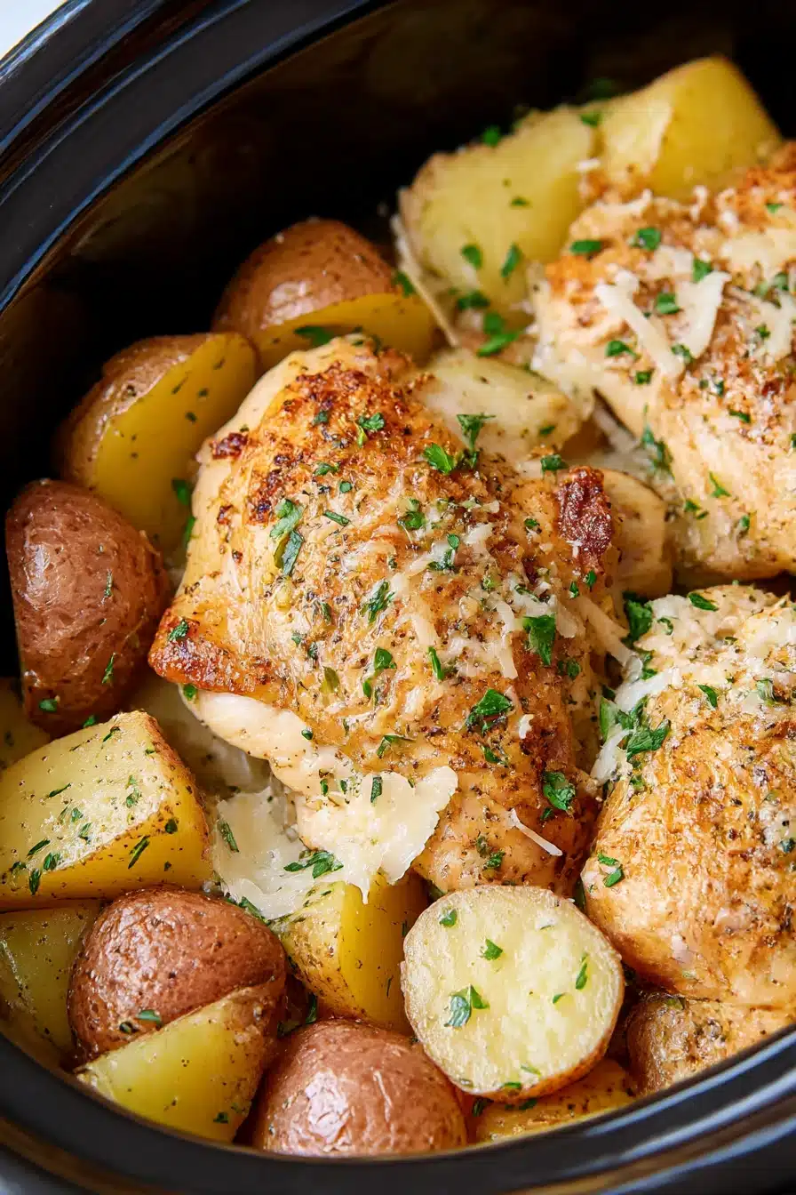 Garlic Parmesan Crockpot Chicken and Potatoes
Garlic Parmesan Crockpot Chicken and Potatoes
recipe step-by-step guide