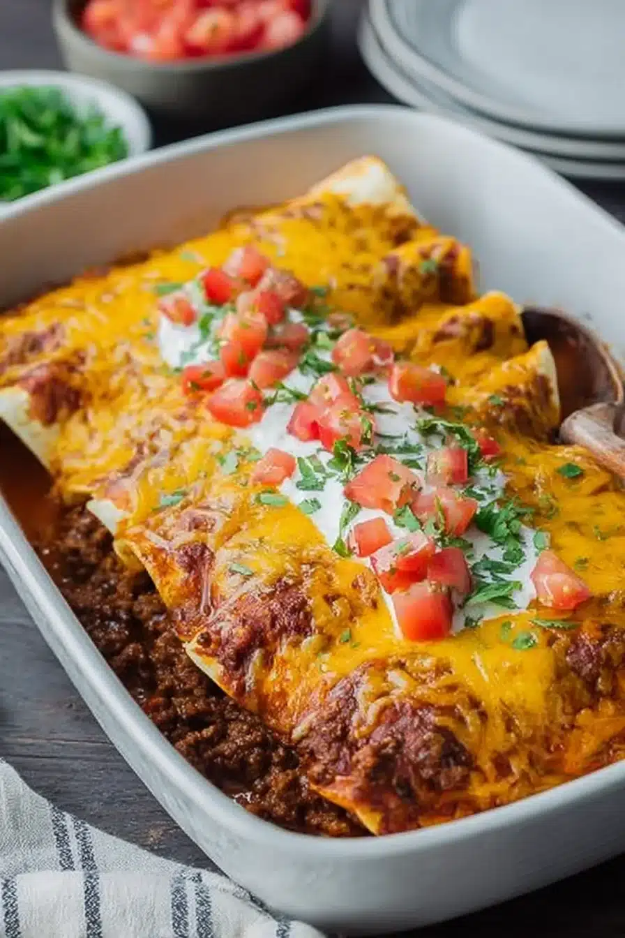 Easy Cheesy Ground Beef Enchiladas - One-Pan Family Favorite! - Image 2