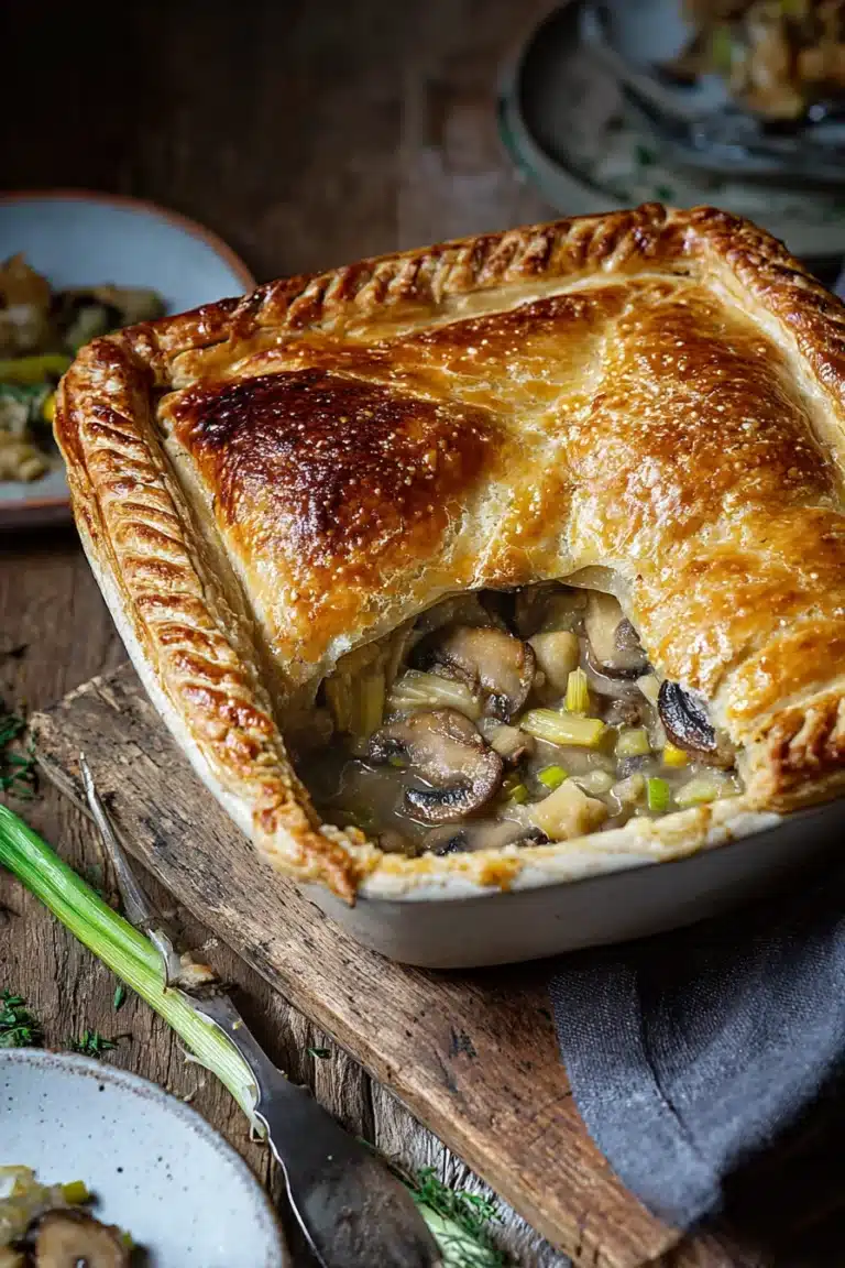 Delicious Savoury Vegan Mushroom and Leek Pie Recipe - Image 1