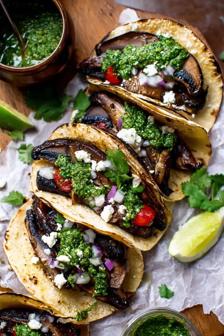 Portobello Mushroom Tacos with Chimichurri Sauce - Image 1