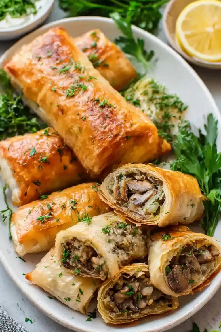 savory, mushroom, leek strudel, Parmesan, delicious, flavorful, mouthwatering