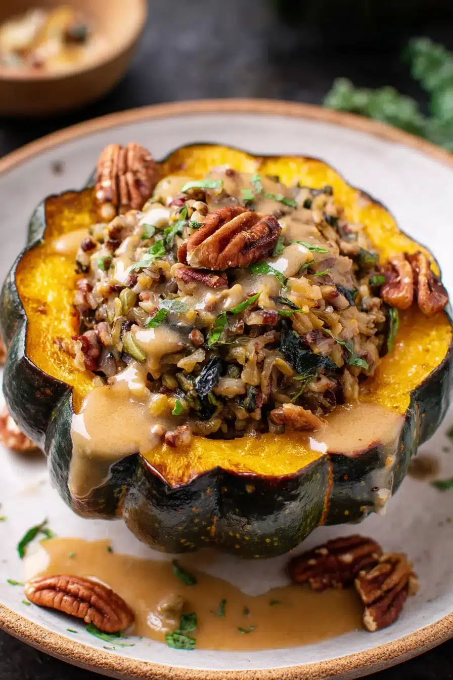Vegan Stuffed Acorn Squash with Maple Tahini Drizzle - Image 1